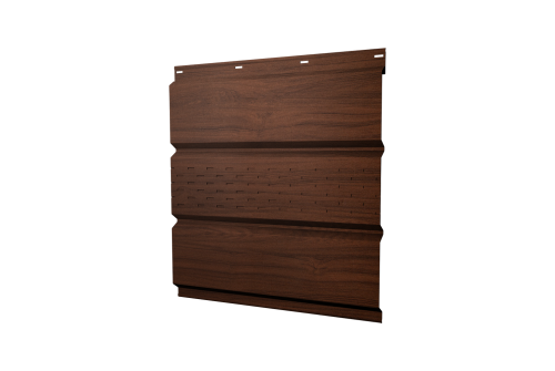 Софит металлический центральная перфорация 0,45 Print Elite с пленкой Choco Wood TwinColor