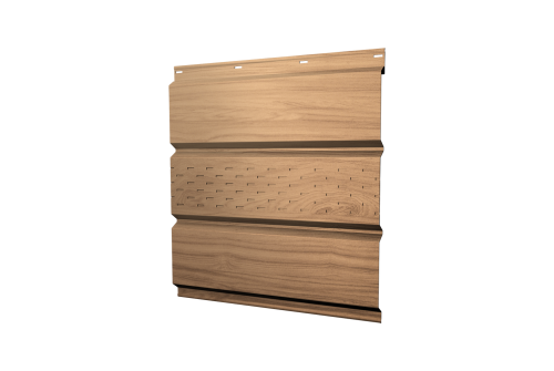 Софит металлический центральная перфорация 0,45 Print Elite с пленкой Honey Wood TwinColor