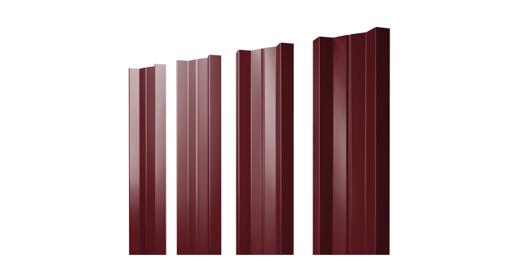 Штакетник М-образный A с прямым резом 0.45 PE-Double RAL 3005 красное вино