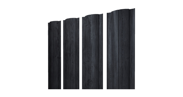 Штакетник Круглый с прямым резом 0,45 Print Premium Grey Wood TwinColor