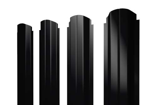 Штакетник П-образный А фигурный 0,5 PurLite Matt RAL 9005 черный